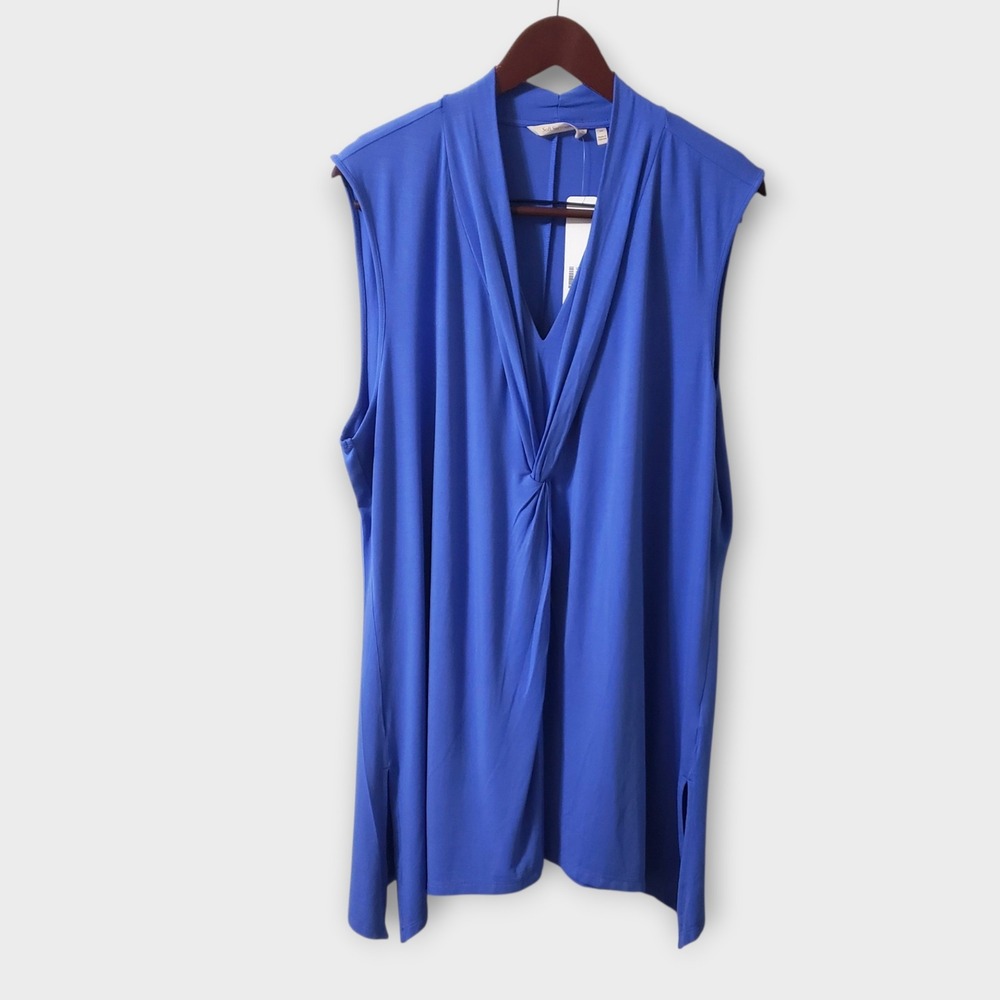 NWT Soft Surroundings 2X Cybele Tunic Tank Amparo Blue Modal Sleeveless Top